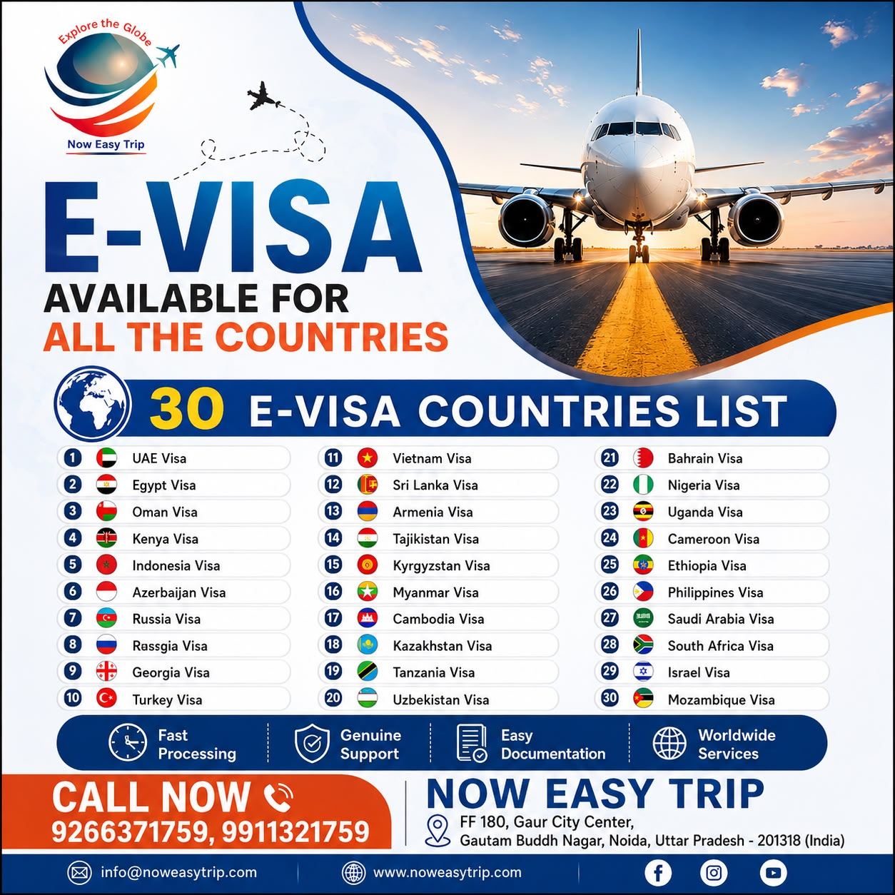 E-Visa Services for 30 Countries – Processed by Now Easy Trip