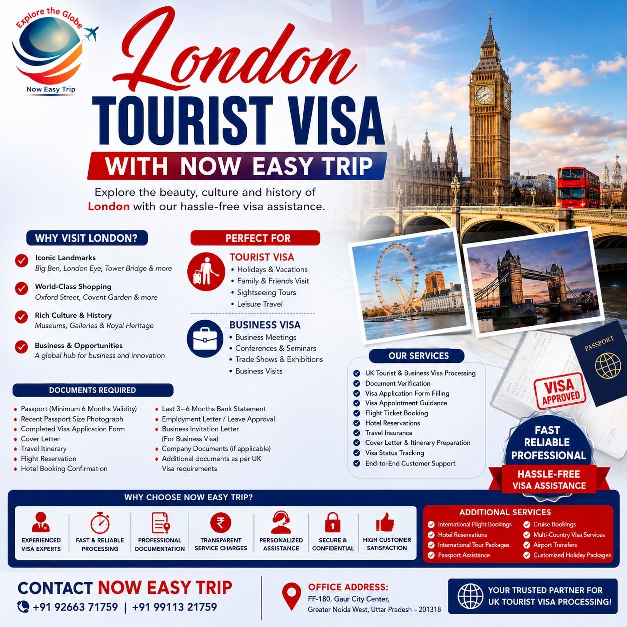 London (UK) Tourist & Business Visa Available